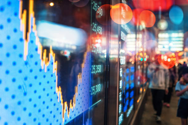 Financial stock exchange market display screen board on the street